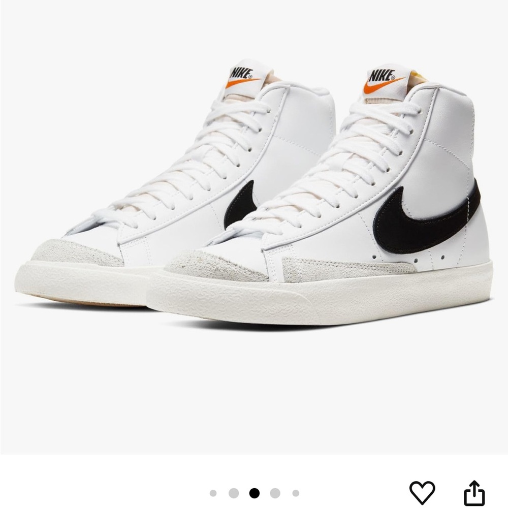 Nike White and Black High-Top Sneakers with Leather Finish